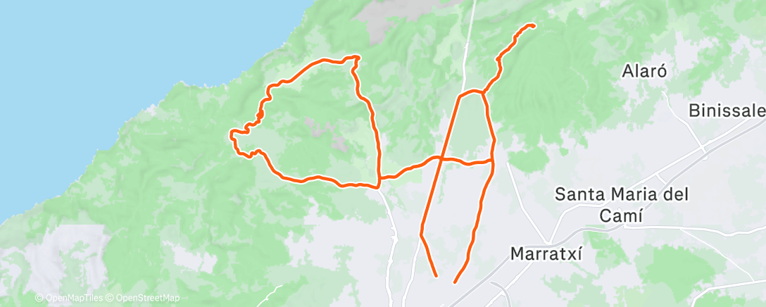 Map of the activity, Andar en bicicleta