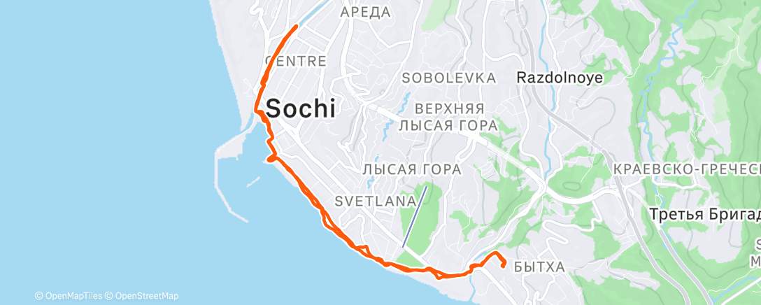 Map of the activity, Afternoon Run