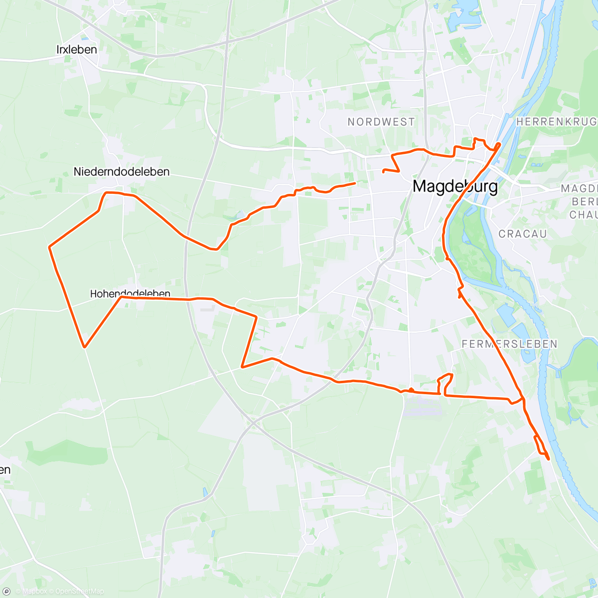 アクティビティ「Mountainbike-Fahrt zur Mittagszeit vor Schicht zum Tag der Orbeit ✊️ 👌😃」の地図