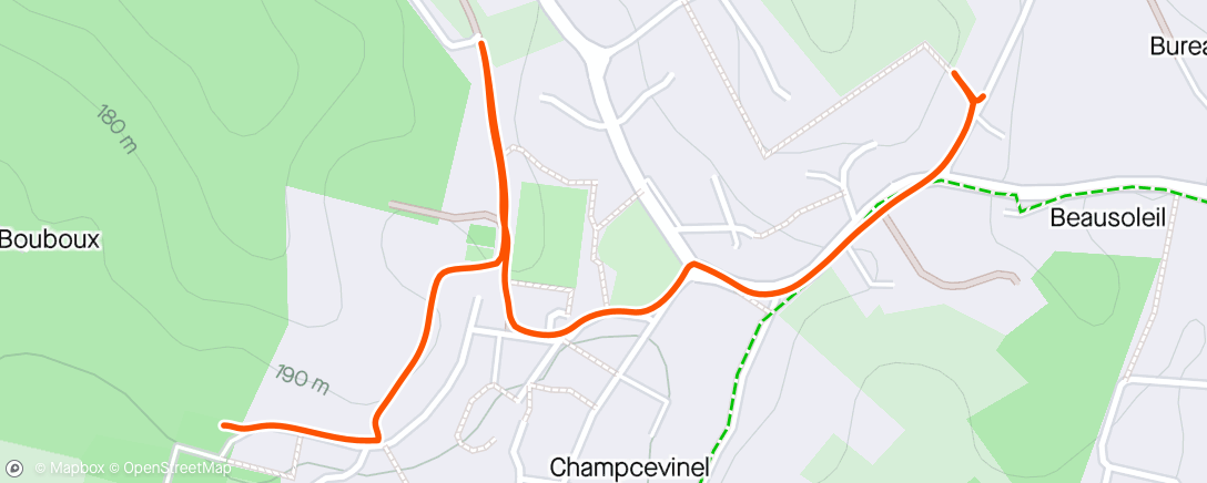 アクティビティ「Marche de recup/préparation guidage trail champcevinel」の地図
