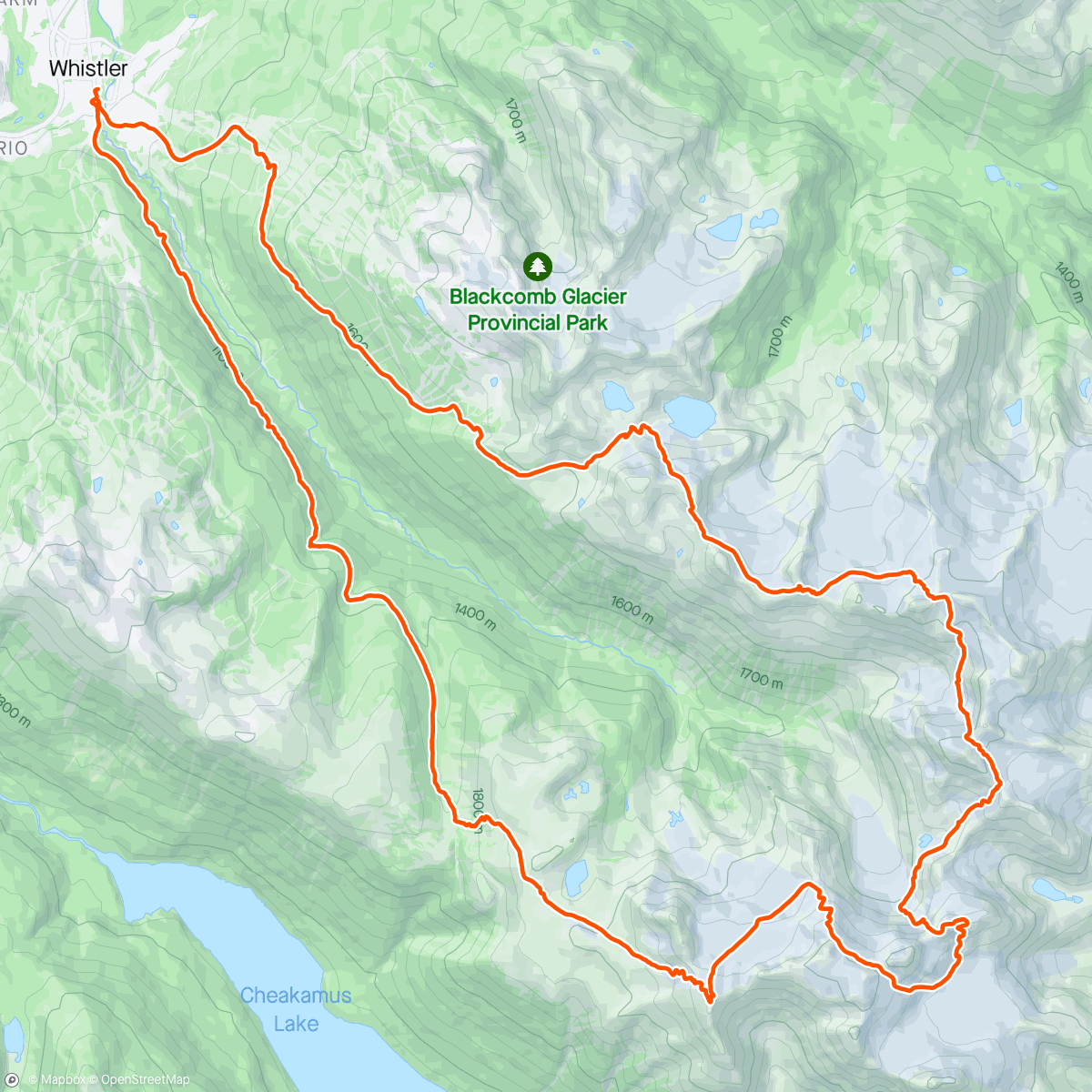 Map of the activity, Valley start Spearhead Traverse in Reverse