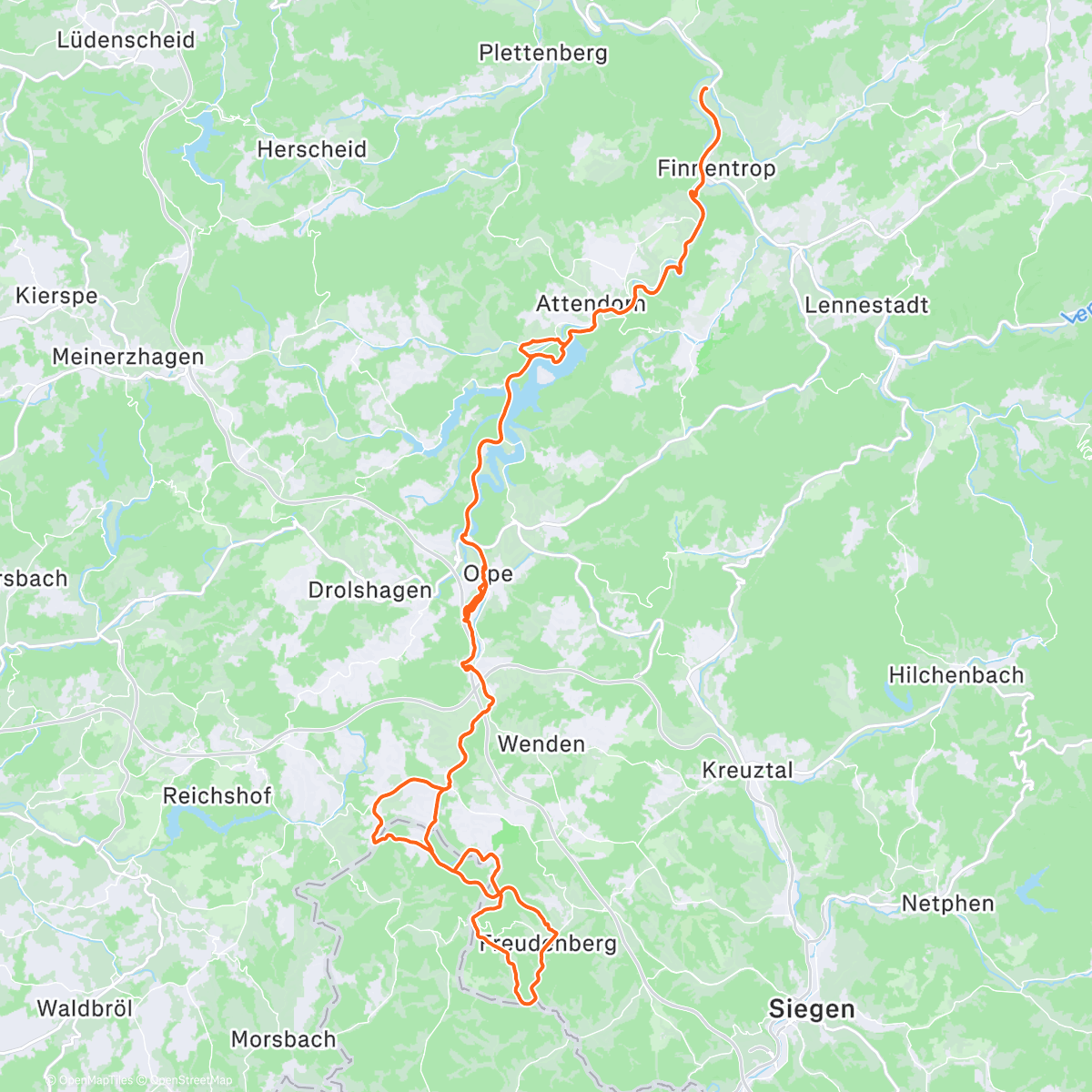 Map of the activity, cx - Mündung bis Quelle