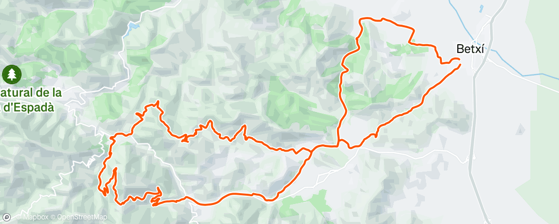 Map of the activity, Bicicleta de montaña a la hora del almuerzo
