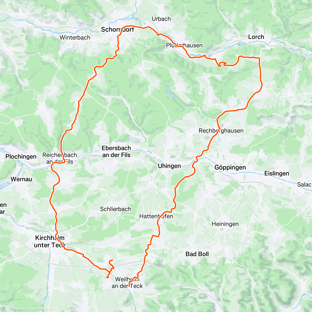 Map of the activity, Durch den Schurwald nach Schorndorf