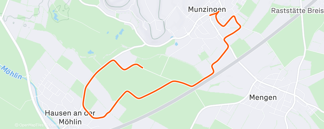 Map of the activity, Afternoon Run