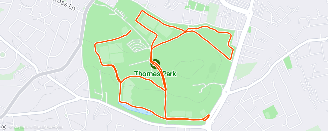 Map of the activity, Thornes Parkrun