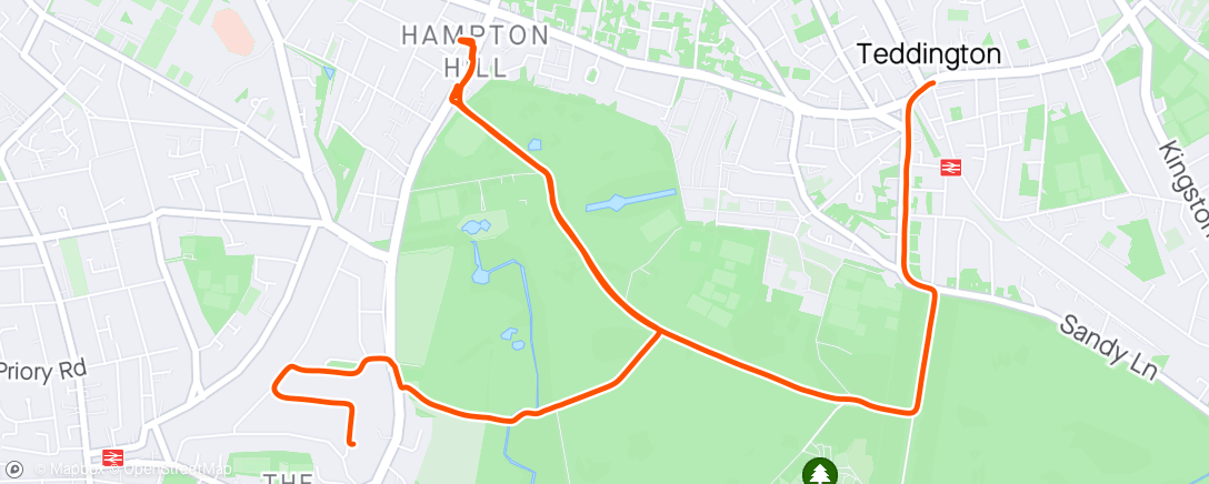 Map of the activity, Bike from Teddington via Hampton Hill