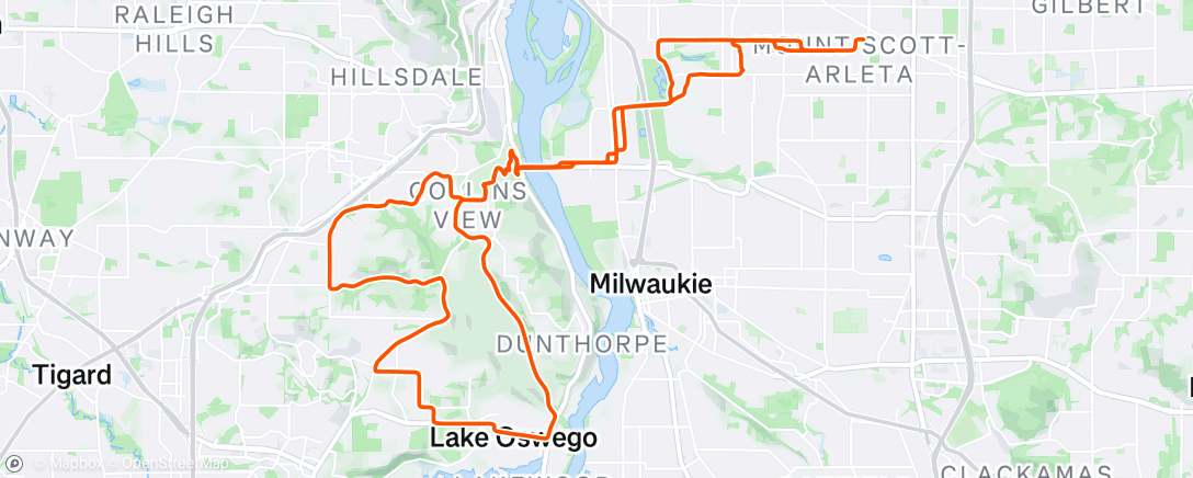 Map of the activity, Evening Ride