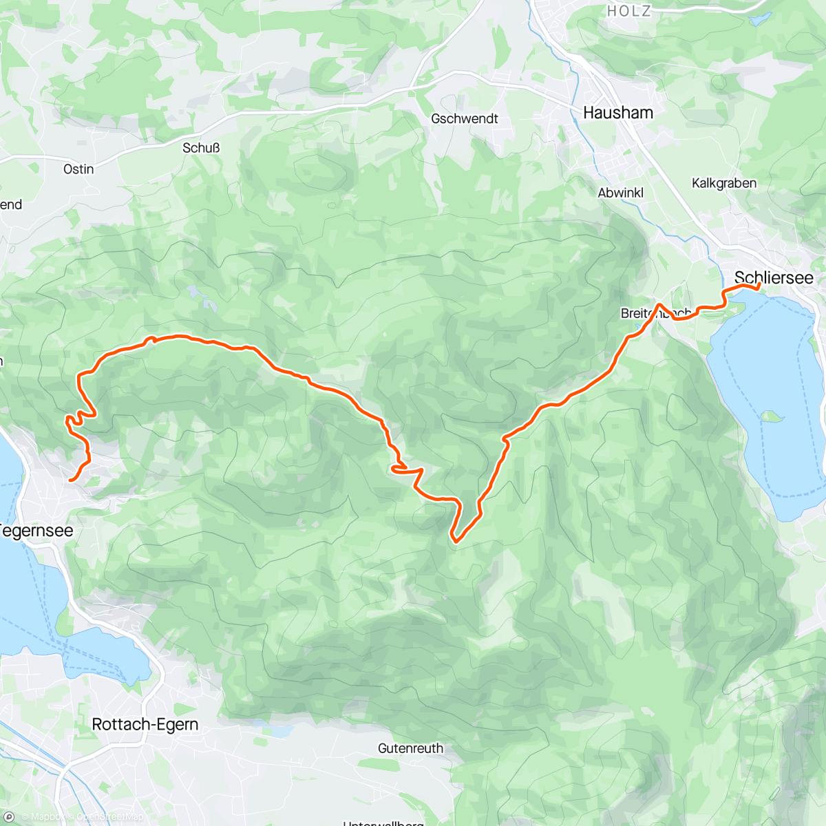 Map of the activity, Schliersee to Tegernsee