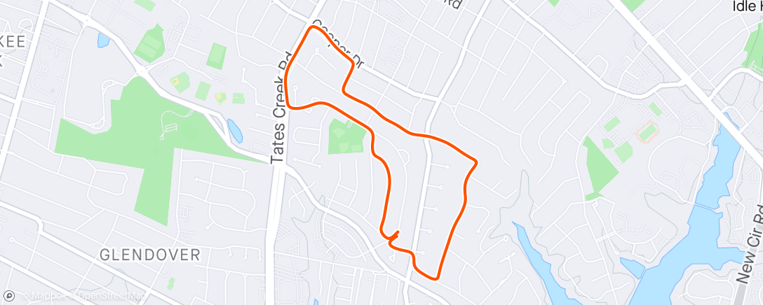 Map of the activity, Three mile 3 inch trot