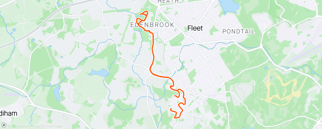 Mapa de la actividad (Emergency (For JH) last minute change of plan run - Including Progressive Parkrun #86 with David interrupted in last 200m by Emergency Dentist phoning.)