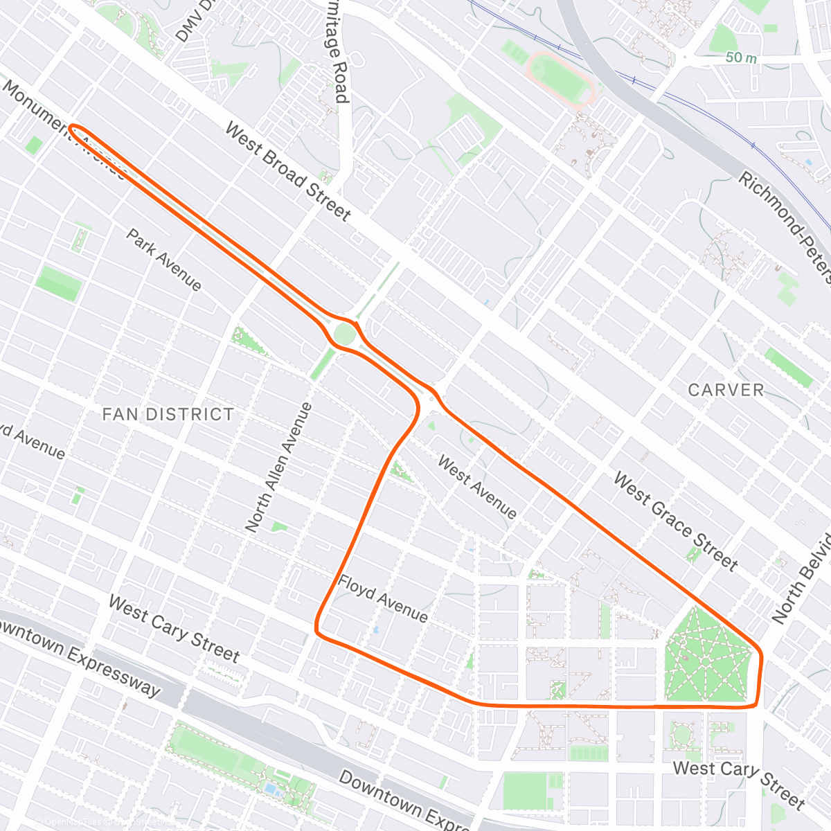 Map of the activity, Zwift - The Fan Flats in Richmond