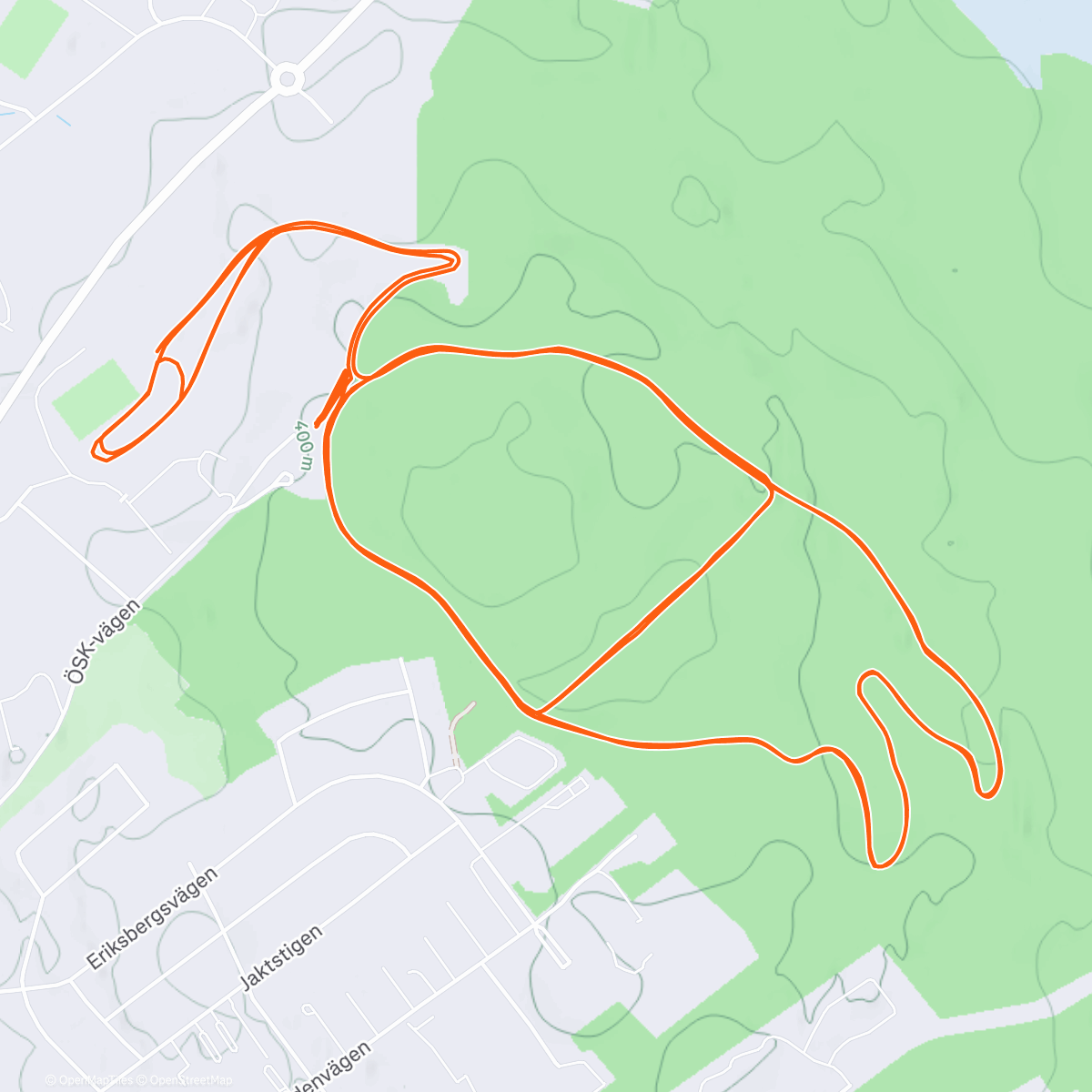 Map of the activity, Östersund.  Stadion + Elljusspåret