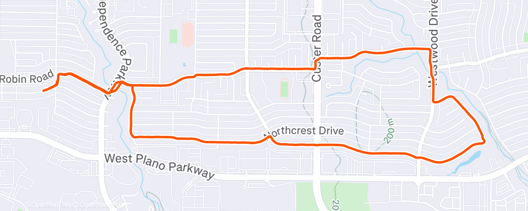 Map of the activity, Before breakfast running