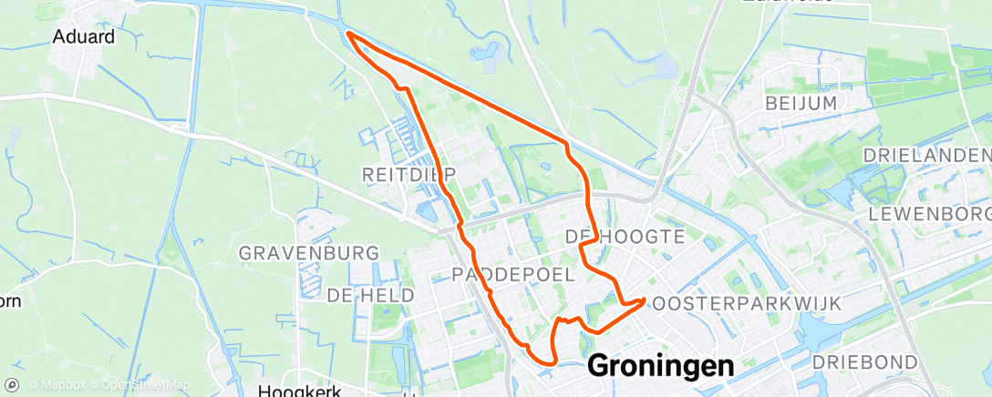 Map of the activity, Afternoon Run