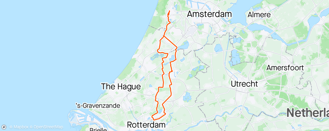 Map of the activity, Easy ride to Rotterdam Marathon 2024