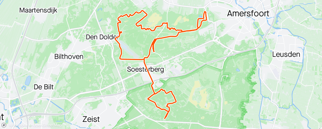 Map of the activity, MTB op de woensdagochtend