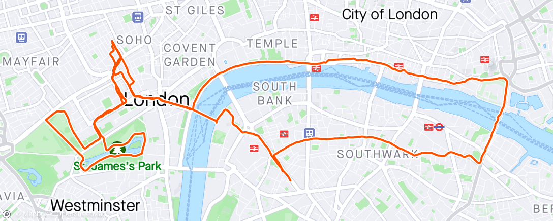 Map of the activity, Tour de London