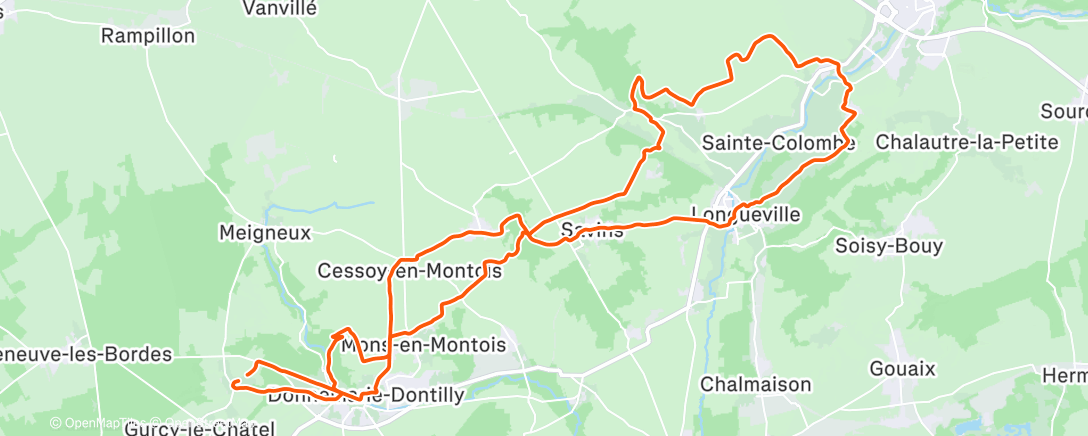 Карта физической активности (Sortie VTT le matin)