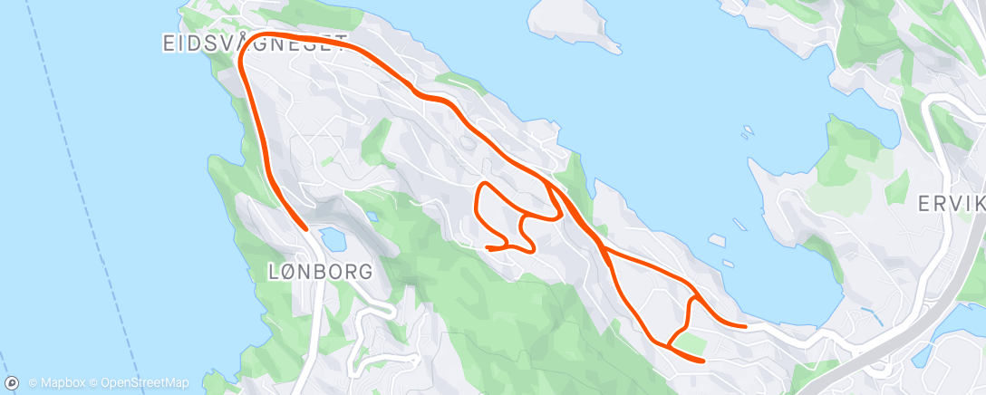Map of the activity, Måltempo 6x800 i Eidsvåg, fortsatt litt forkjølt