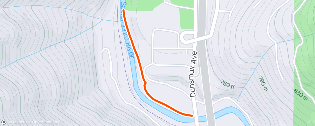 Map of the activity, Dunsmuir River Trail