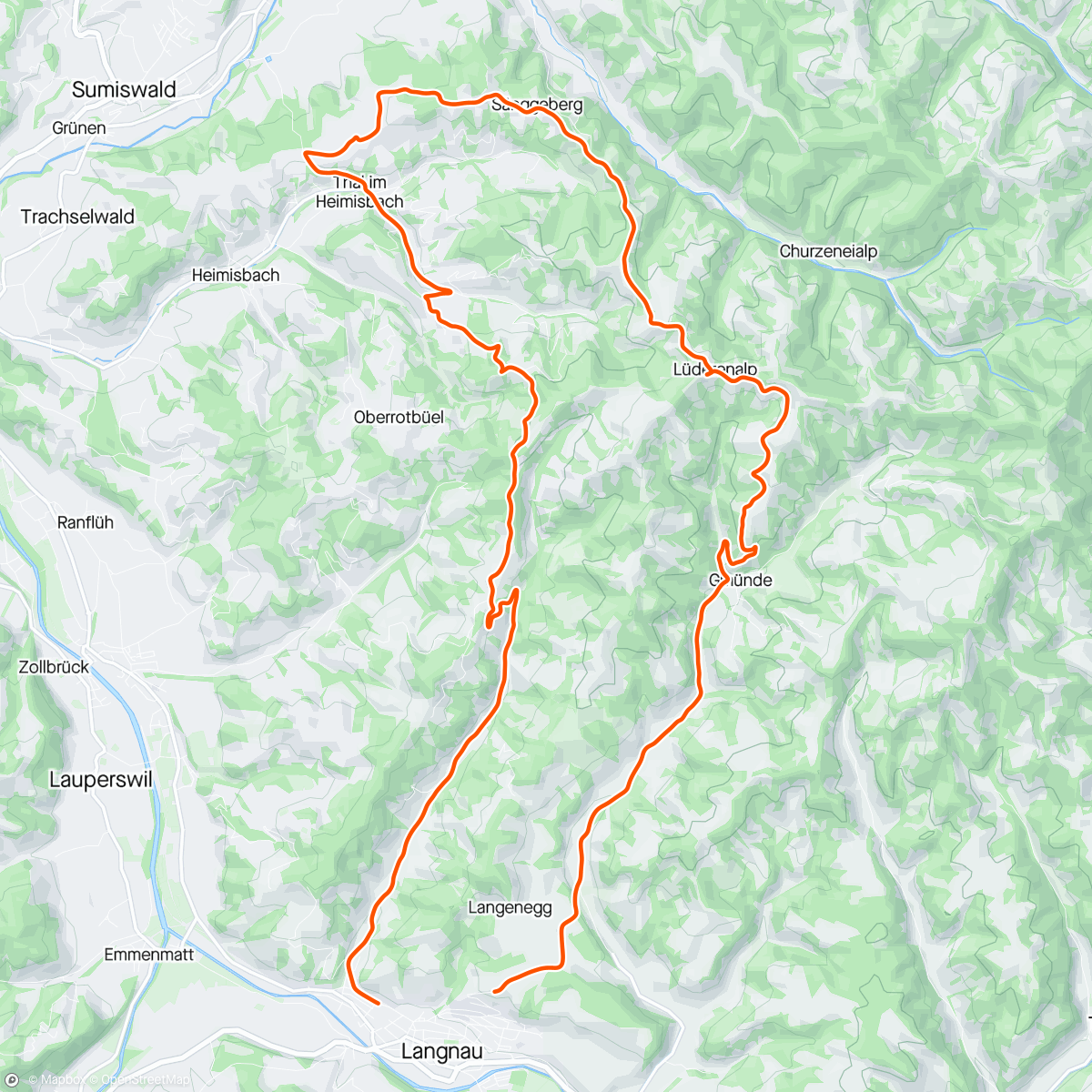 Map of the activity, Mountainbike-Fahrt mit Familie