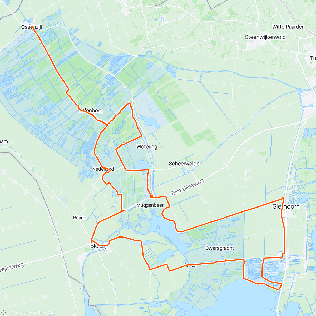 Map of the activity, 100 bruggen tocht