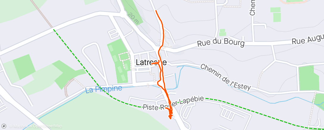 Map of the activity, Walk home from bus stop