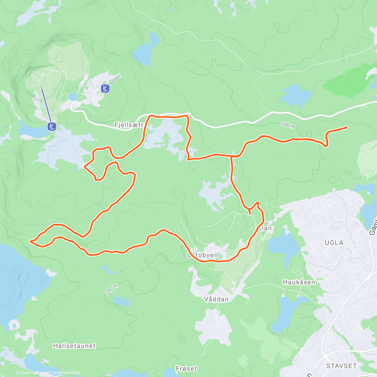 Map of the activity, Lunch Nordic Ski