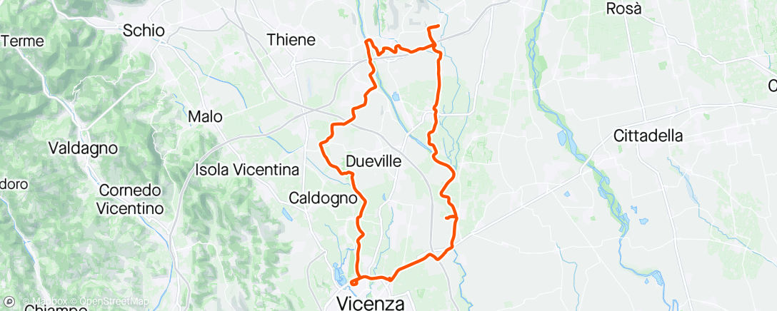 Map of the activity, Gravel a Vicenza