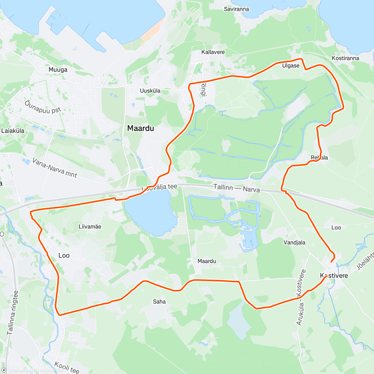 Map of the activity, Lunch Ride