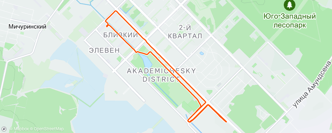 Map of the activity, Вечерний забег