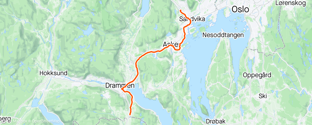 Map of the activity, Hjem fra kurs på Vøyenenga. Røra litt med veien🤣🚵‍♀️