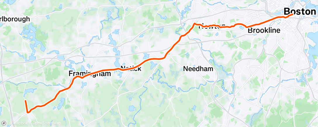 Map of the activity, Boston Marathon Midnight Ride