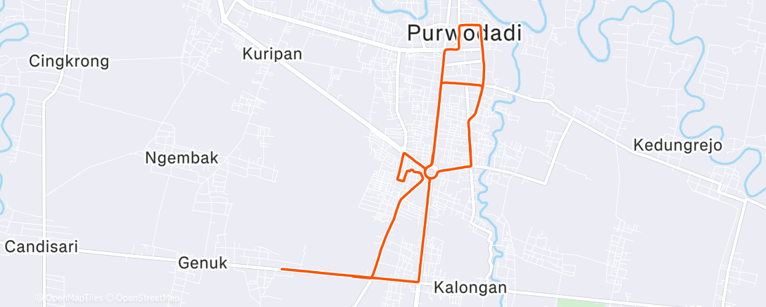 Map of the activity, Afternoon Run