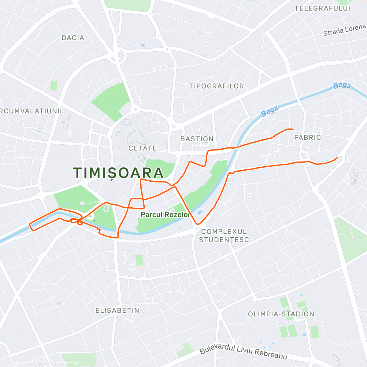 Map of the activity, Evening Run
