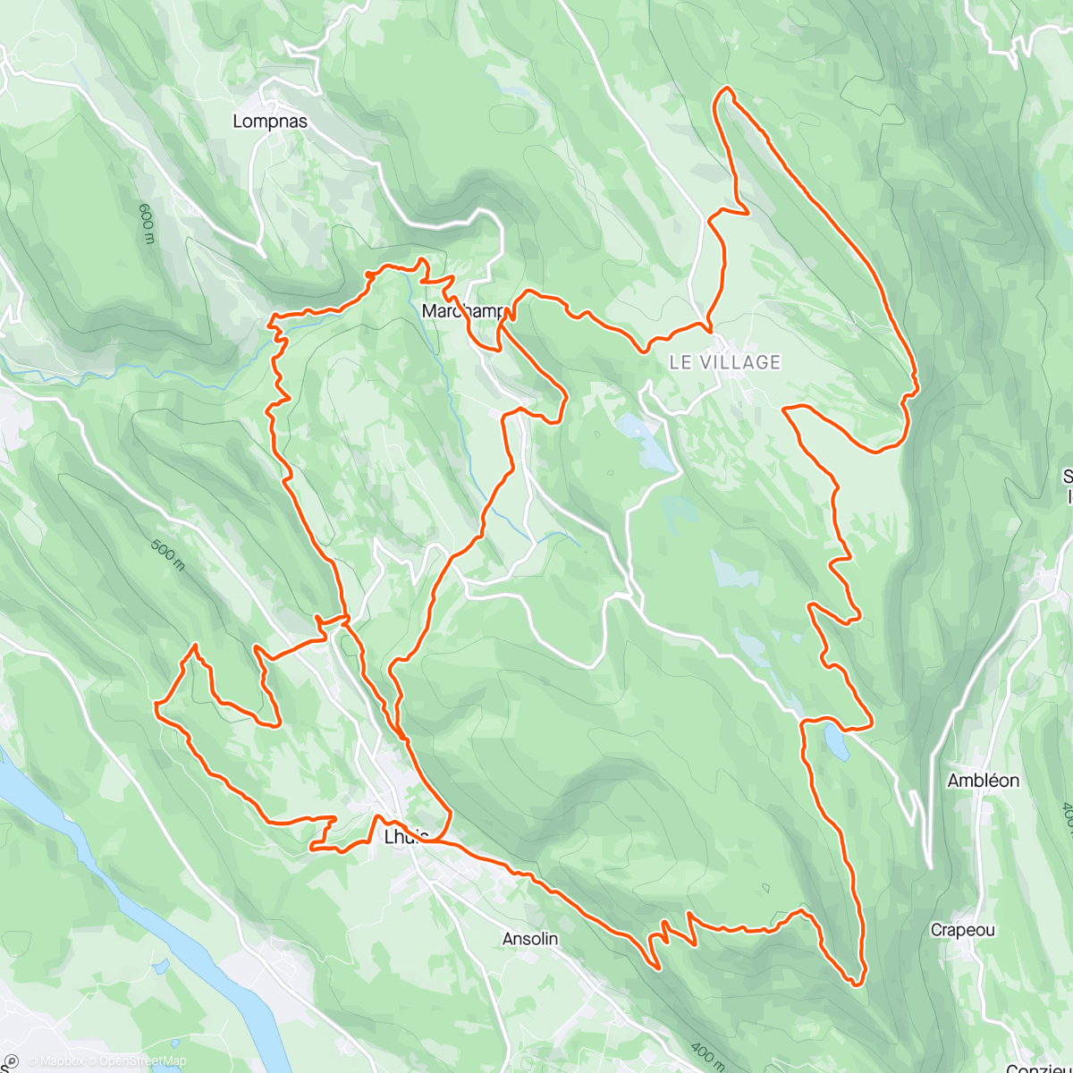 Mapa de la actividad (Trail so bugey 72, le 3ème roche galut a eu ma peau)