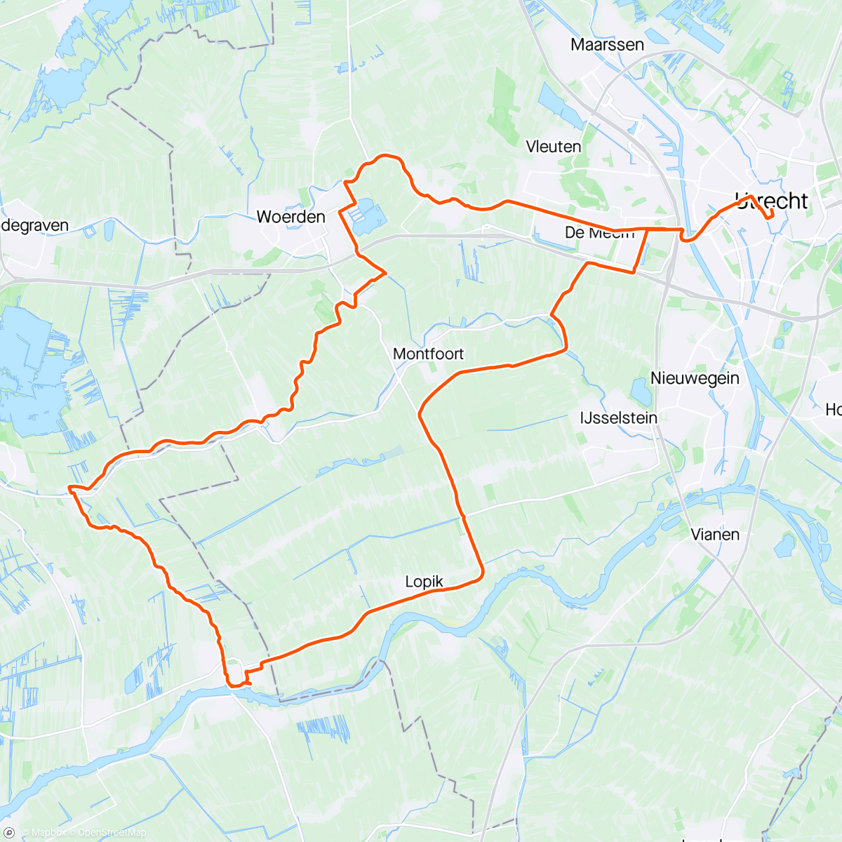 Map of the activity, Ruttourtje Schoonhoven, voor het eerst weer op de lakes sinds een heeeeel pijnlijke groteteenpeesontsteking.