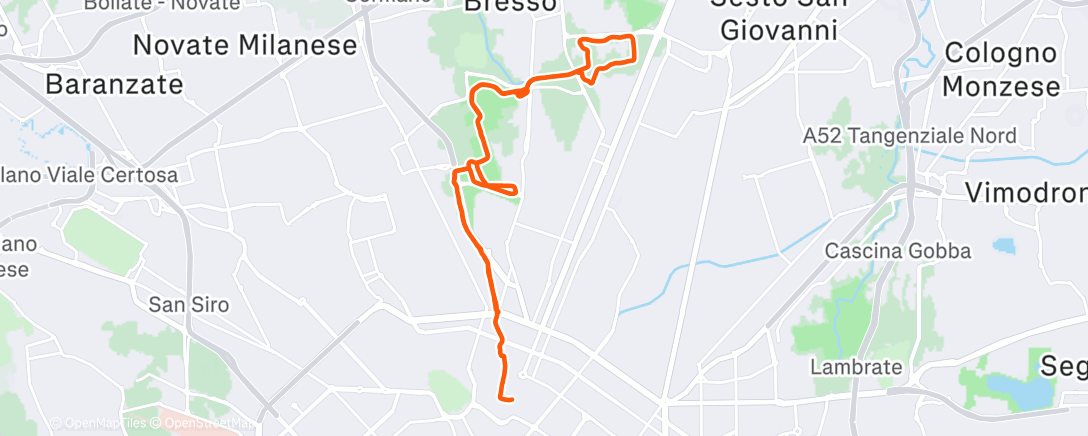 Map of the activity, Corsa dell'ora di pranzo