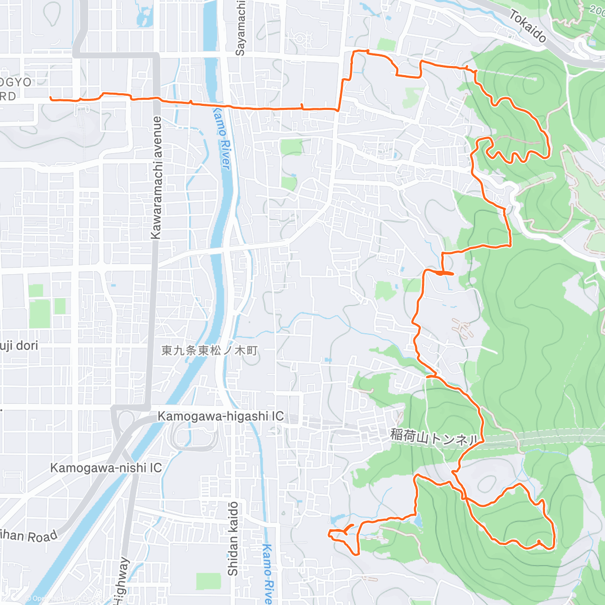 Map of the activity, Kyoto mountain test runs
