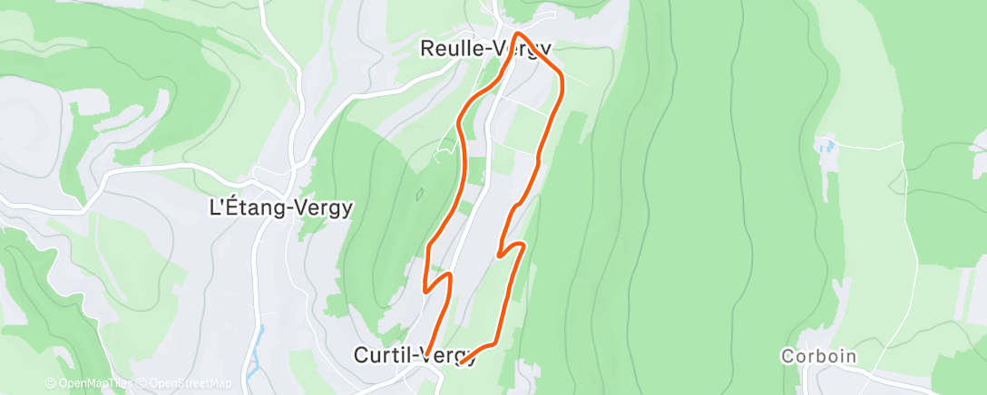 Map of the activity, Course à pied l'après-midi - Motivation proche de zéro