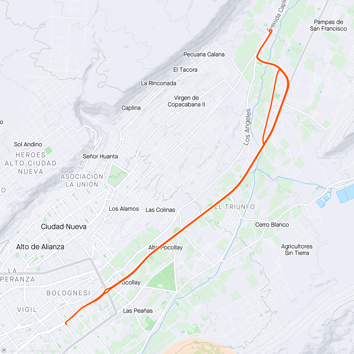 活动地图，Vuelta húmeda