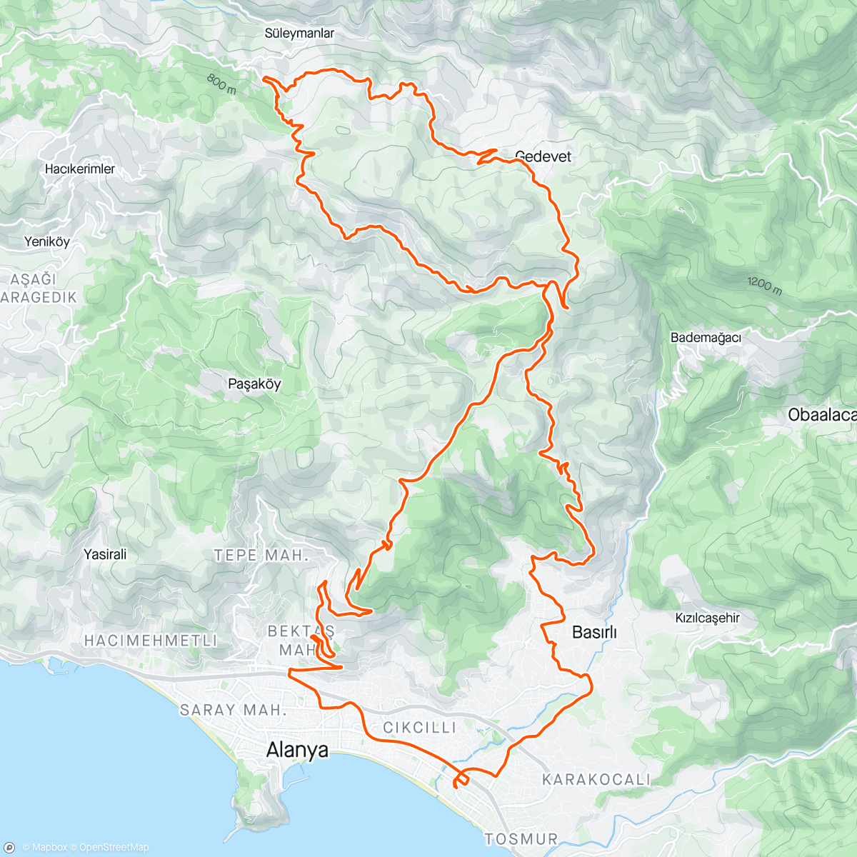 Map of the activity, 🇹🇷 Подъём на "домашнюю" гору по стороне с собачками и прогулка по деревням на высоте ~1000 м