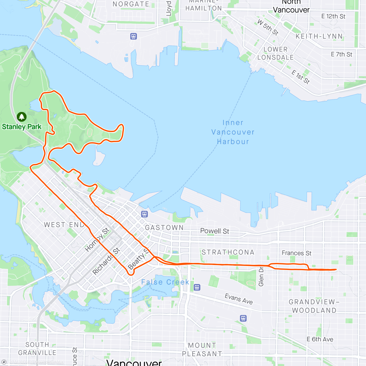 Map of the activity, Morning Stanley Park Run