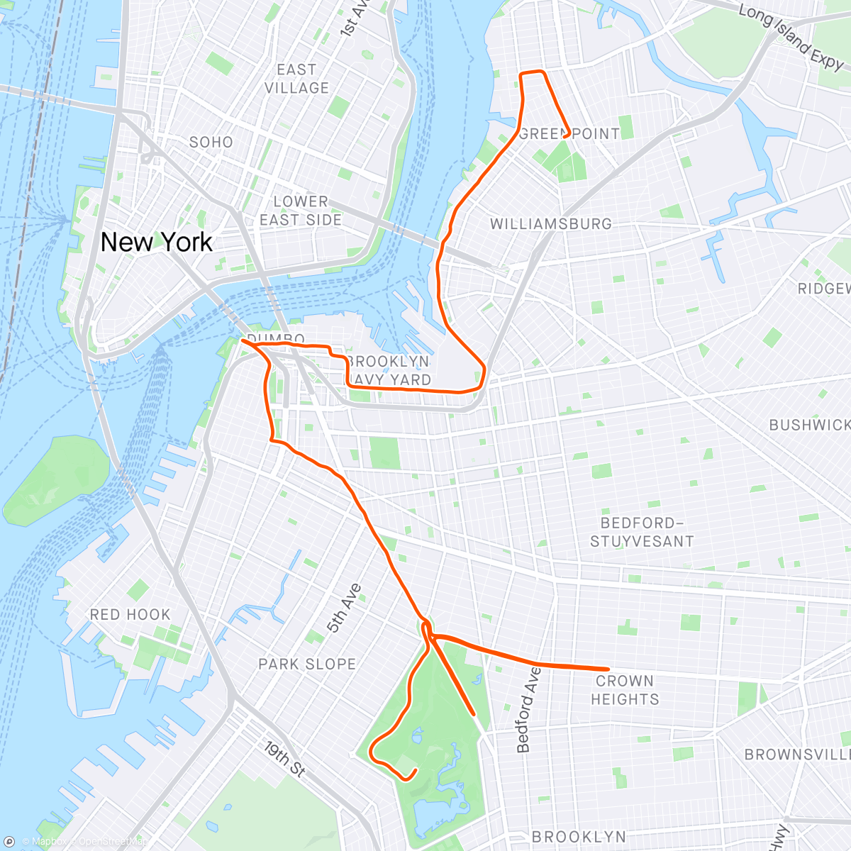Mappa dell'attività NYCRuns Brooklyn Half