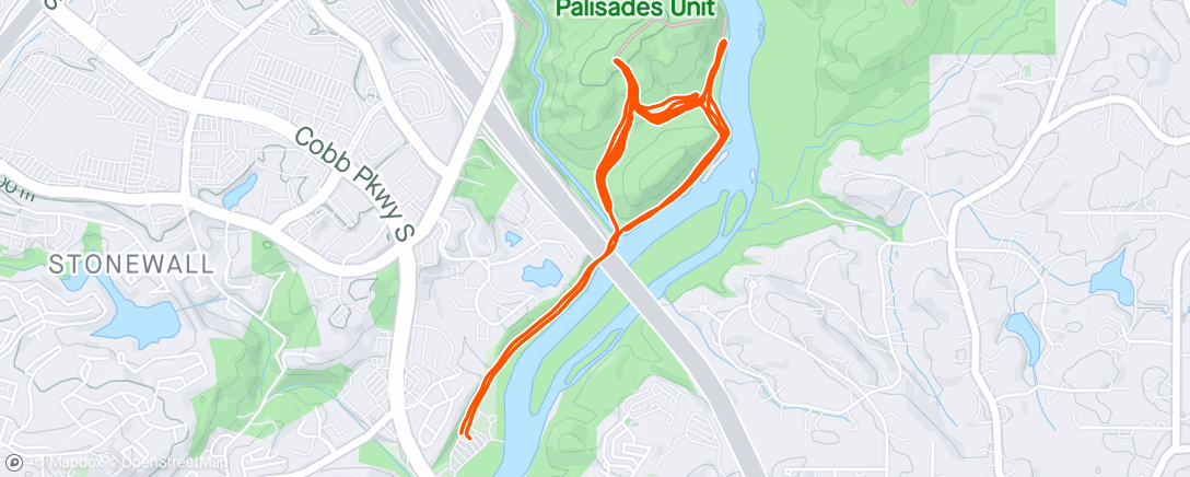 Map of the activity, West Palisades hill repeats
