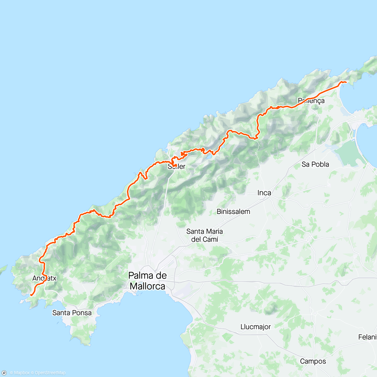 Mapa de la actividad (Mallorca 2024, dag 4 Tramuntana)