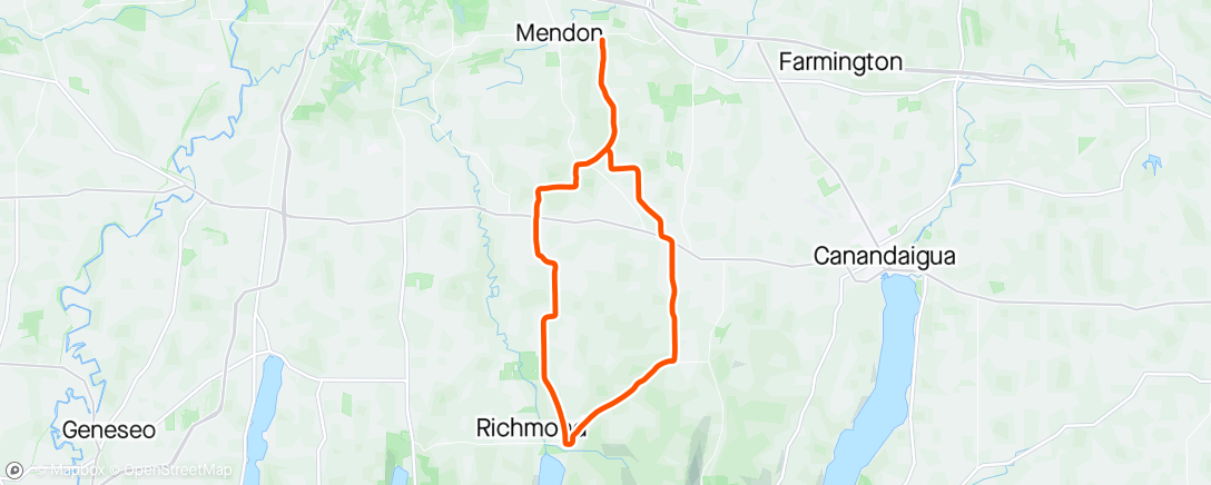Map of the activity, Riding in the rain