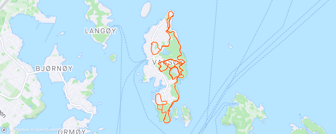Mapa de la actividad (Morgen tur etter tur med hund men før neste tur med hund..😅🐕 Nike zoomx ultrafly trail. Turen var ca like lang som navnet på skoen... god sko, greit grep, fin  temp. 😎😊)