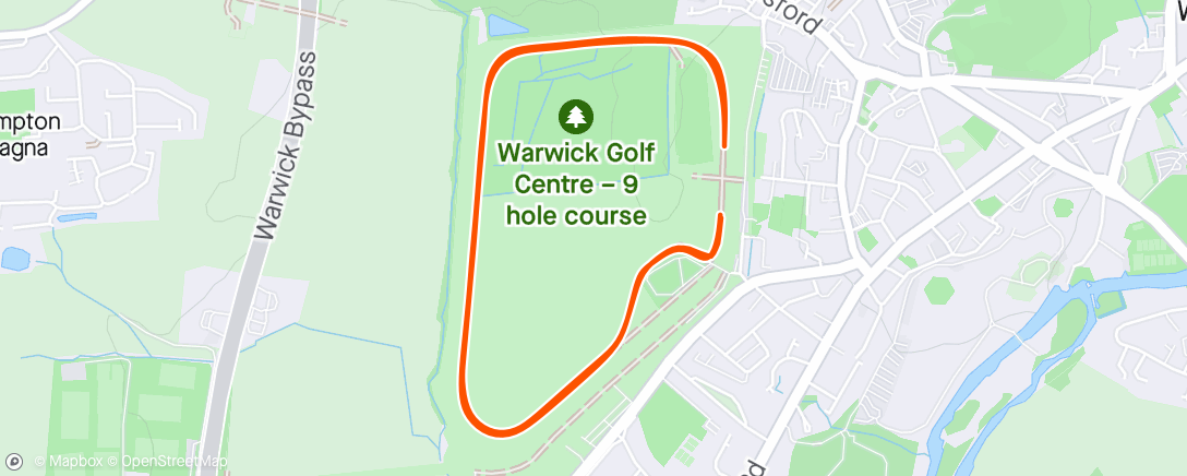 Map of the activity, Warwick Parkrun